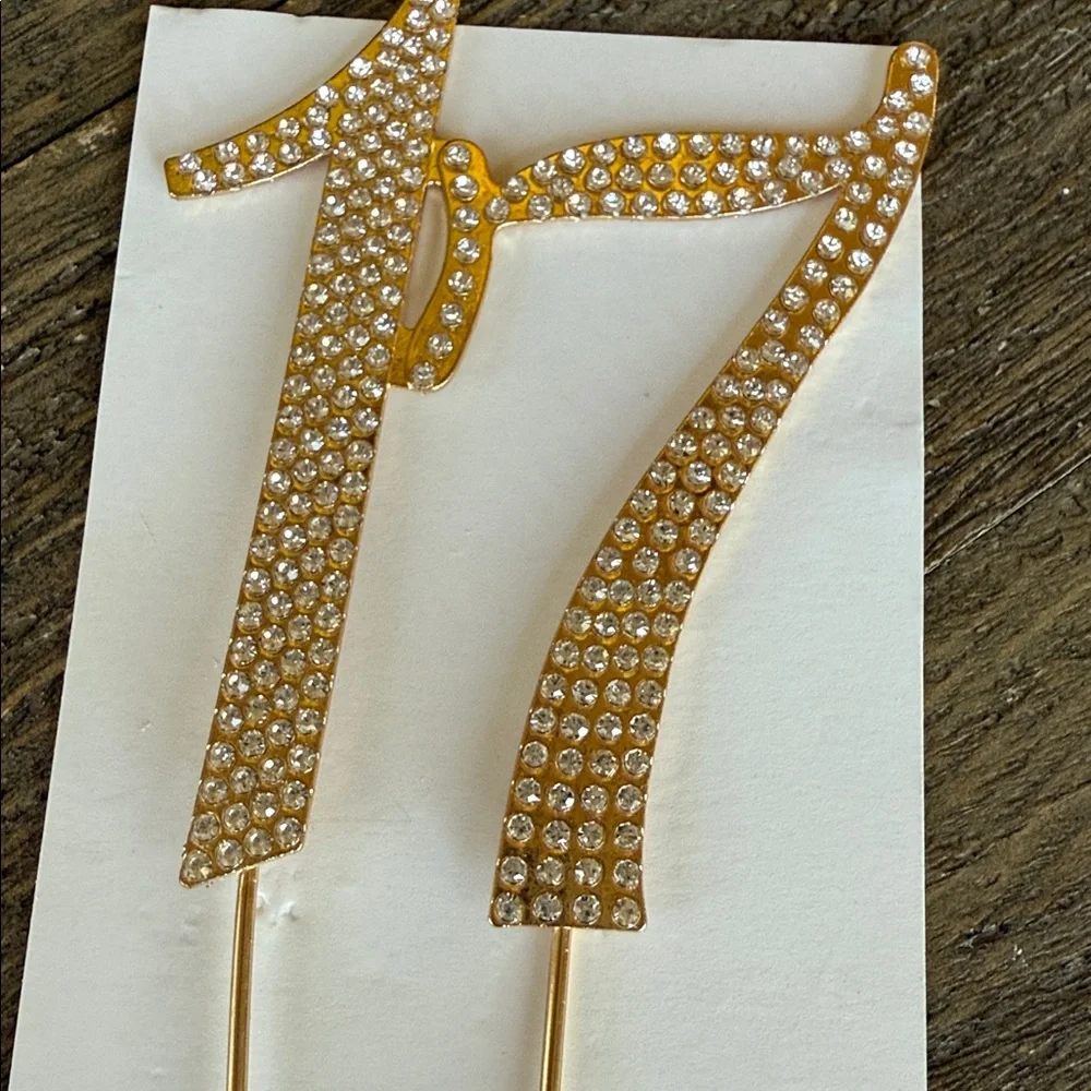Number 17 Crystal Rhinestone Gold Cake Topper New Birthday Party